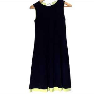 Joseph Ribkoff Reversible Dress Dark Navy Blue and Lime Green Size 4 Midi